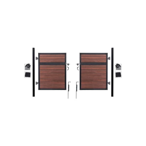 Jewett Cameron Companies Estate 10'W x 6'H Black Rose Aluminum/Composite Adjustable Fence Double Gate Kit -IN GROUND ONLY EF ET2226 - main